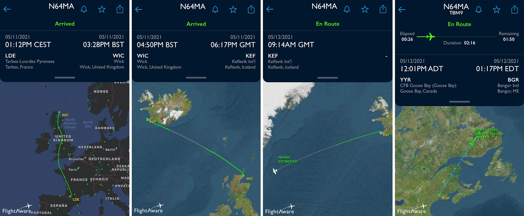 four-segment flight route