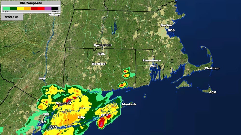 Radar map showing 10 AM weather